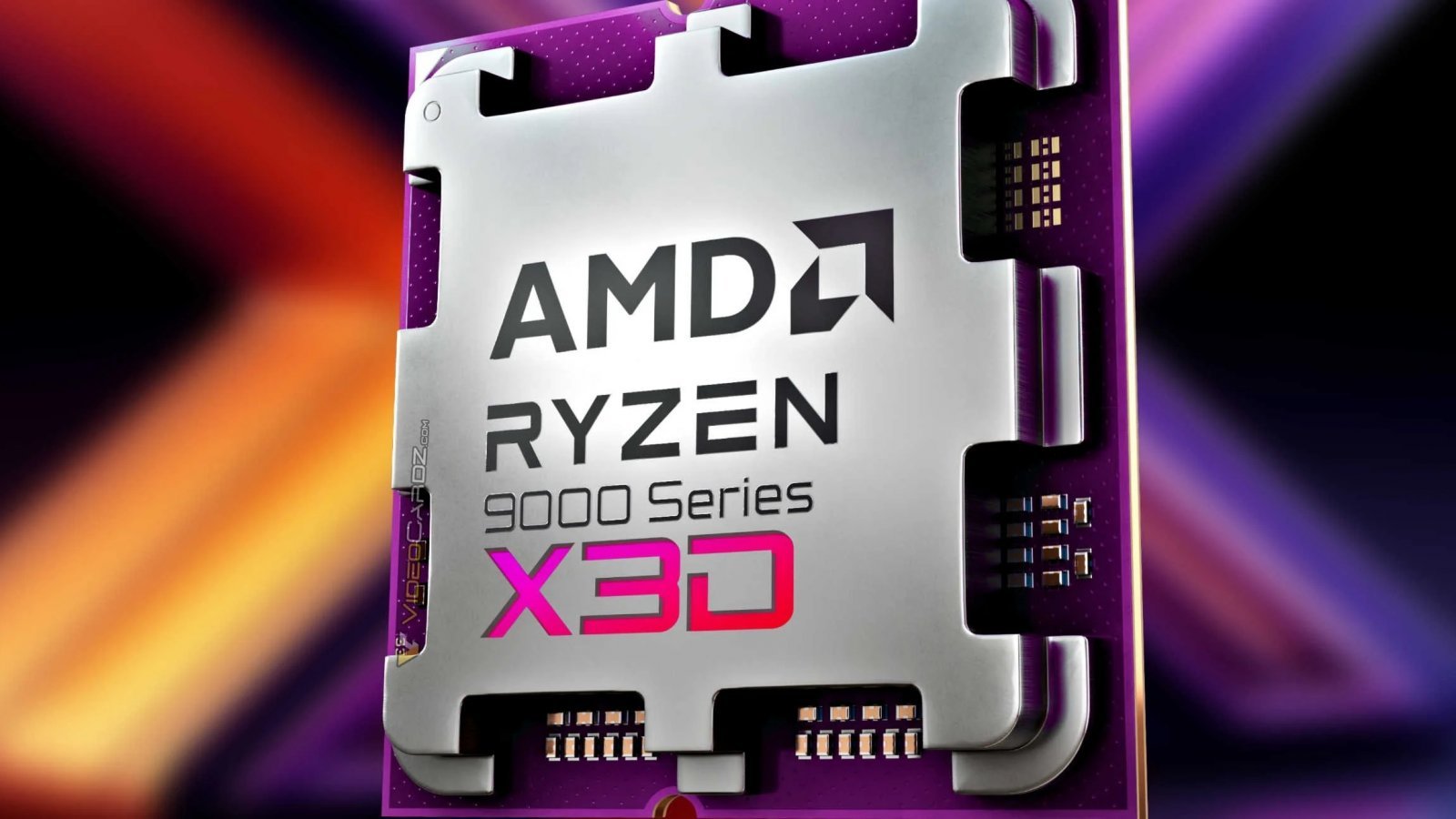 Un render di una CPU AMD Ryzen 9000X3D