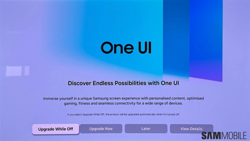 La schermata per l'aggiornamento a Samsung One UI sui TV La schermata per l'aggiornamento a Samsung One UI sui TV