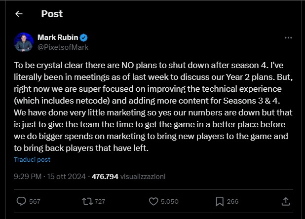 Il post su X di Mark Rubin