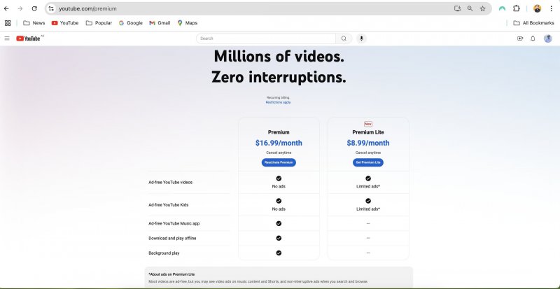 I piani Premium e Premium Lite messi a confronto.