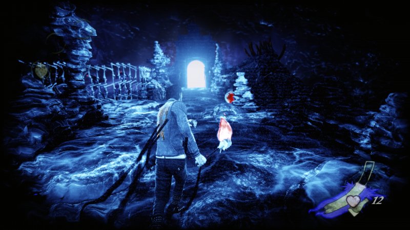 Ci sono fasi in cui Garcia si ritrova nell'oscurità e deve correre verso la luce in Shadows of the Damned: Hella Remastered