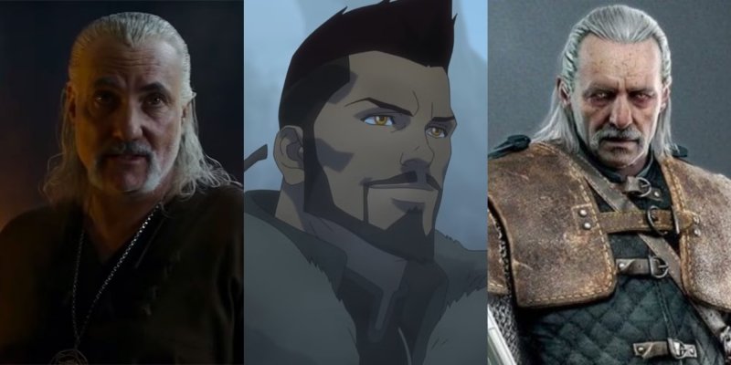 Le varie versioni di Vesemir: serie TV, anime e videogioco