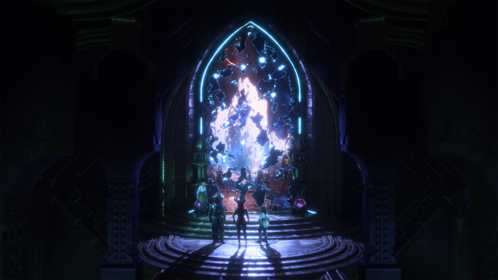 I protagonisti di Dragon Age: The Veilguard di fronte ad un portale