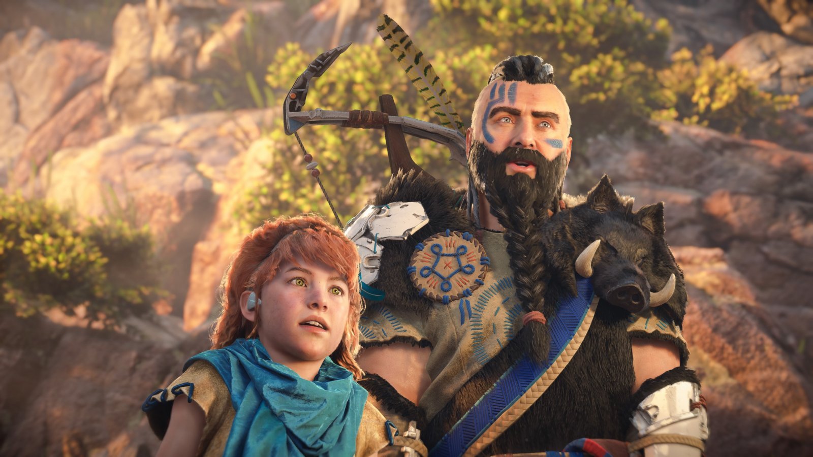 Aloy bambina a Rost in Horizon Zero Dawn Remastered