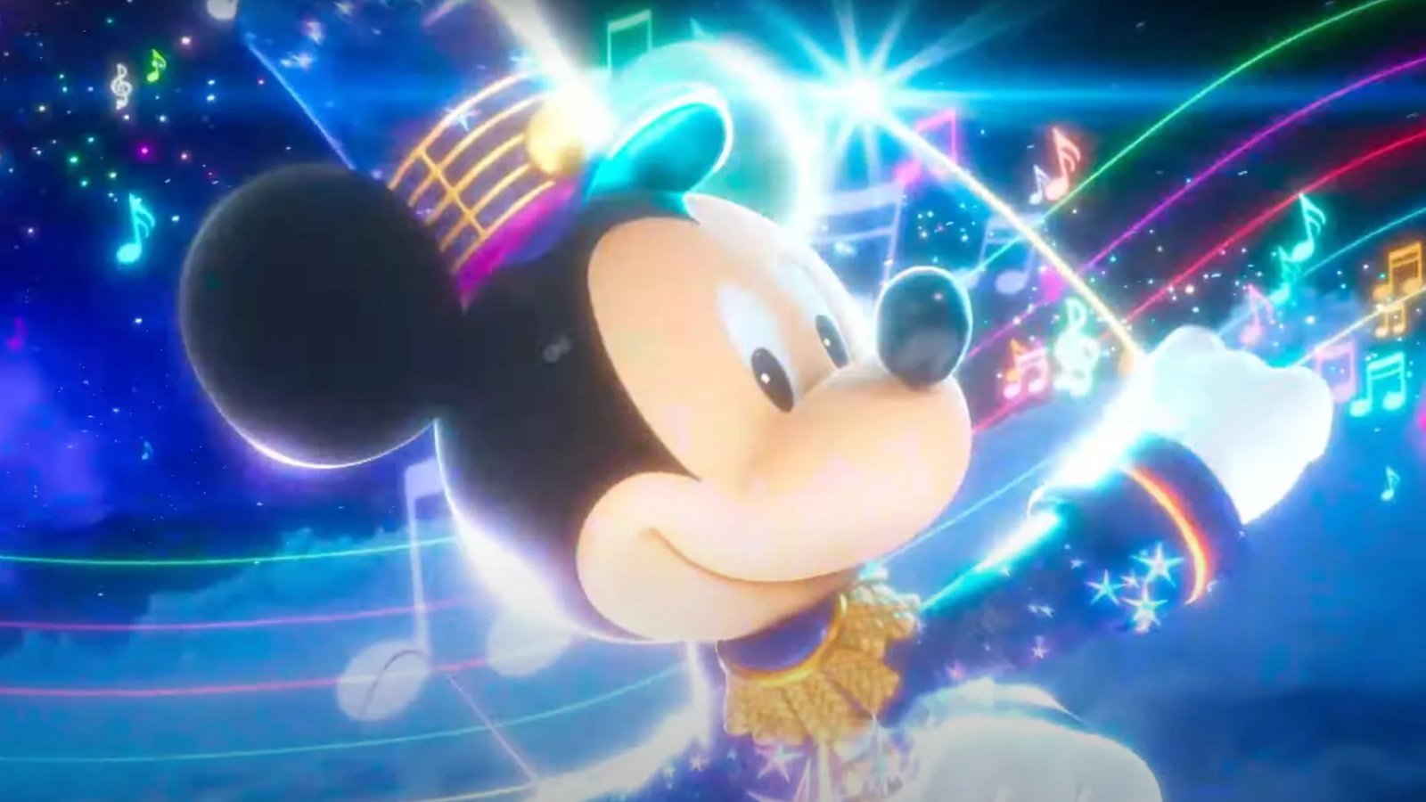 Topolino vestito da direttore d'orchestra nel videogioco Disney Music Parade - Encore -