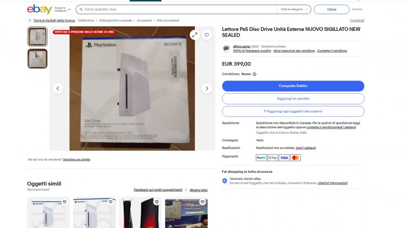 Una delle inserzioni più salate su eBay per l'Unità disco di PS5