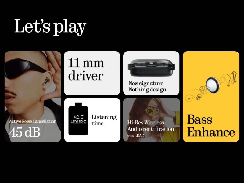 Le specifiche delle cuffie Nothing Ear (a).