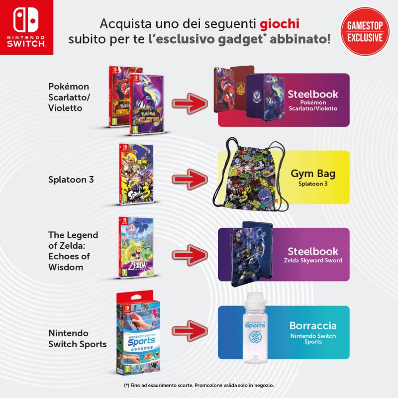 I regali previsti per l'acquisto dei giochi Nintendo da GameStop