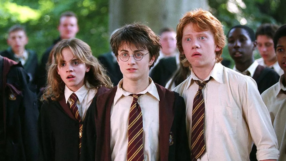 Harry Potter, Ron e Hermione nella serie cinematografica originale