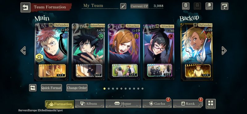 La composizione della squadra in Jujutsu Kaisen: Phantom Parade