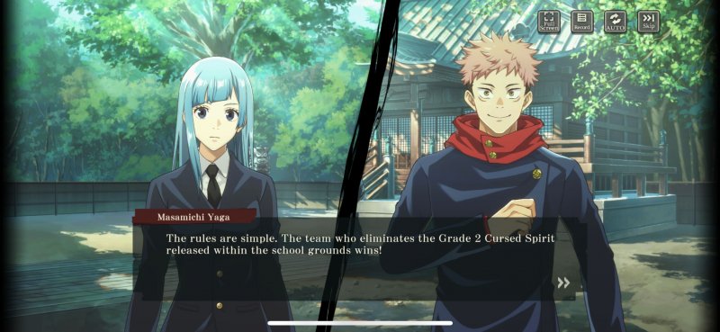 Una delle sequenze di dialogo di Jujutsu Kaisen: Phantom Parade