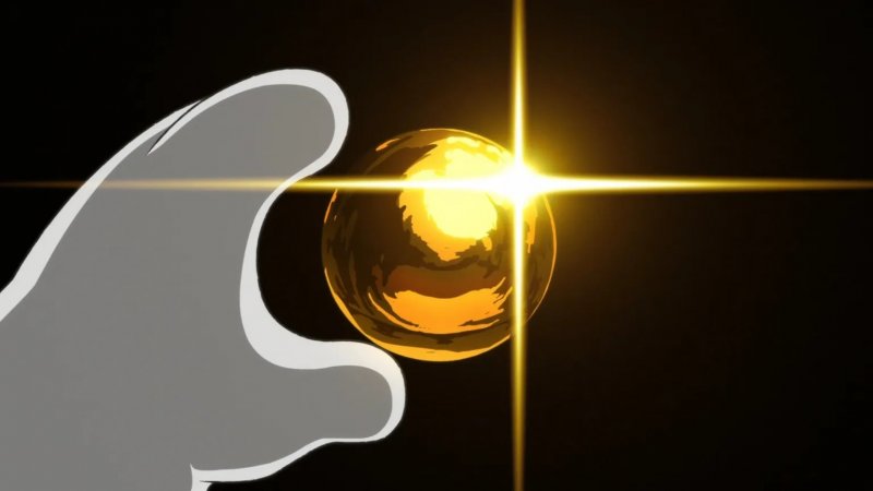 Una gonade d'oro di Okarun nell'anime