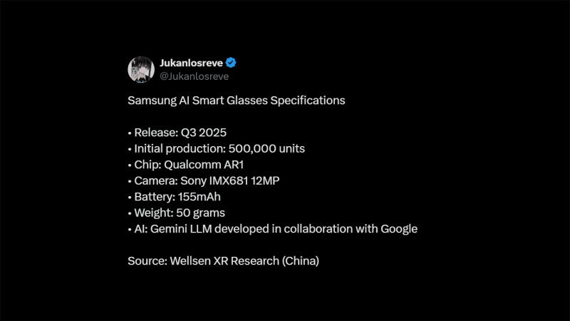 Un tweet che riassume le informazioni emerse da Wellsen XR Research