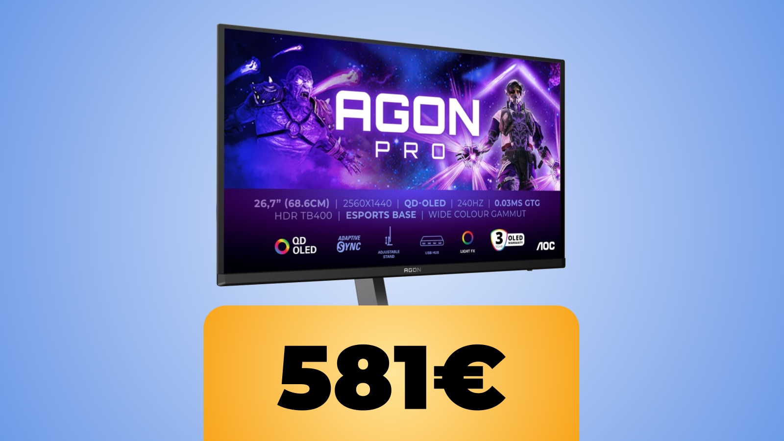 monitor da gaming AOC Agon PRO a 240 Hz e il prezzo di Amazon
