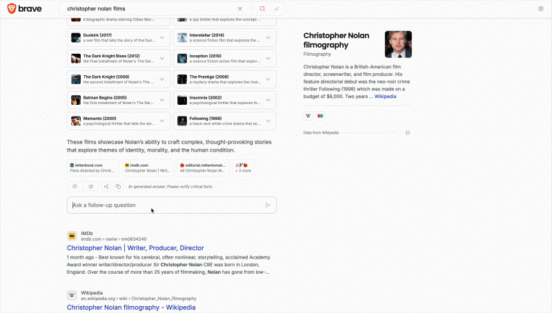Fare una domanda di follow-up espande la risposta iniziale in un'esperienza di chat, offrendo fonti lungo il percorso per evidenziare l'origine delle informazioni emerse con ogni nuova domanda. Fare una domanda di follow-up espande la risposta iniziale in un'esperienza di chat, offrendo fonti lungo il percorso per evidenziare l'origine delle informazioni emerse con ogni nuova domanda.