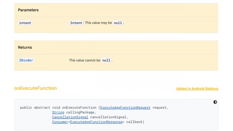 Uno degli esempi di app functions citati da Google Uno degli esempi di app functions citati da Google