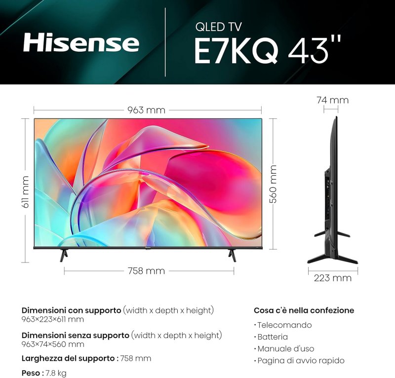 Le dimensioni esatte della smart TV di Hisense