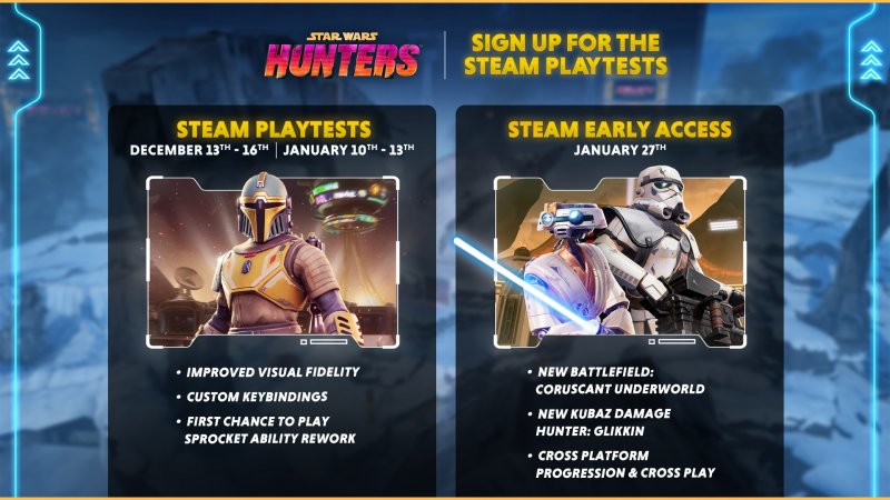 Le novità che saranno introdotte con i playtest e l'accesso anticipato di Star Wars: Hunters