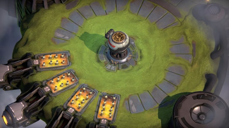 All'inizio del match si ha a disposizione solo la base, mentre i droni gestiti dalla IA si occupano autonomamente della raccolta di risorse