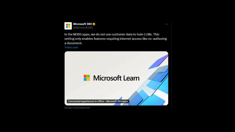 Il tweet di chiarimento di Microsoft