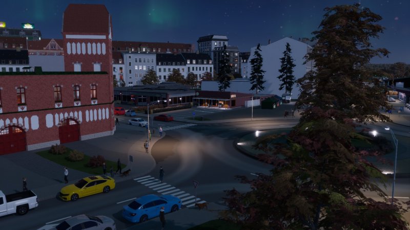 La base della stazione dei pompieri tedesca si fonde morbidamente con il marciapiede e la strada grazie ai nuovi sistema di personalizzazione del terreno offerti in Cities Skylines 2 La base della stazione dei pompieri tedesca si fonde morbidamente con il marciapiede e la strada grazie ai nuovi sistema di personalizzazione del terreno offerti in Cities Skylines 2