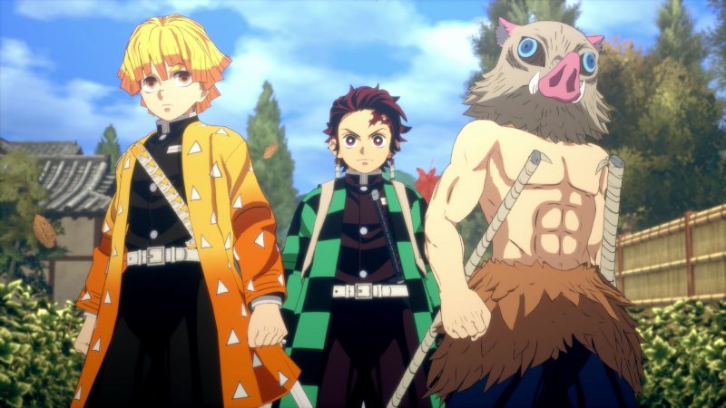 Tanjiro, Zenitsu e Inosuke in Demon Slayer: Kimetsu no Yaiba - The Hinokami Chronicles 2