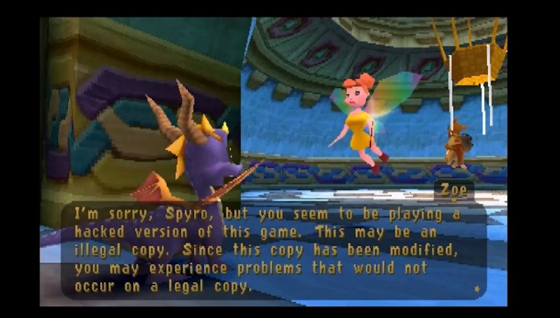 Un messaggio anti-pirateria su Spyro the Dragon Un messaggio anti-pirateria su Spyro the Dragon