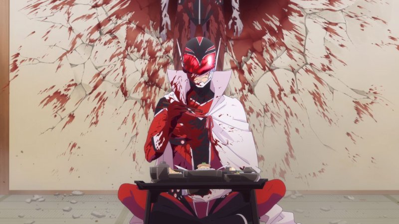 Una scena sanguinolenta di Go! Go! Loser Ranger!