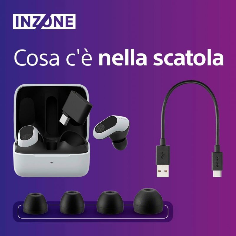 I contenuti della confezione delle Sony Inzone Buds