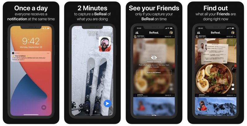 Alcune schermate di BeReal. Alcune schermate di BeReal.