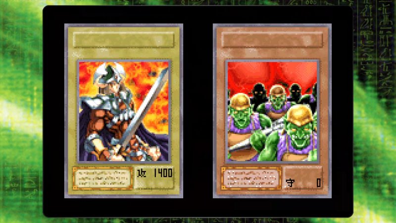 Alcuni titoli di Yu-Gi-Oh! Early Days Collection nelle fasi di battaglia mostrano le carte in azione