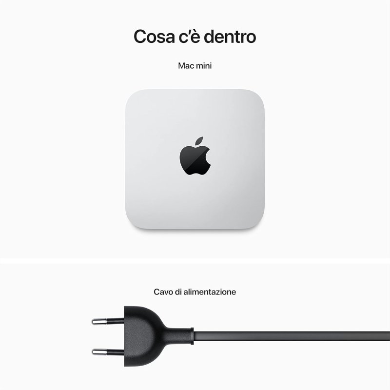 I contenuti della confezione dell'Apple Mac mini con chip M2