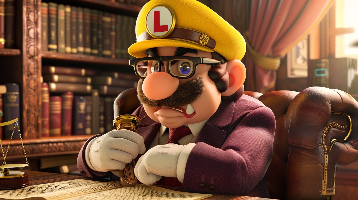 Wario vestito da avvocato