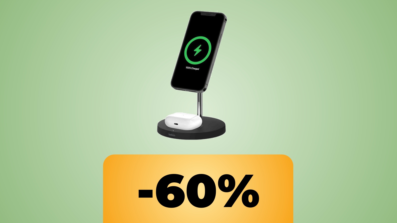 Caricabatteria wireless 2 in 1 con MagSafe di Belkin e lo sconto di amazon