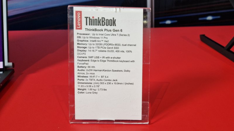 Le specifiche del Lenovo Thinkbook Plus Gen 6 Le specifiche del Lenovo Thinkbook Plus Gen 6