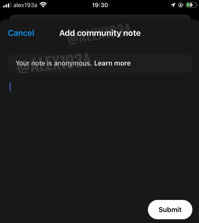 La finestra per inserire le community notes La finestra per inserire le community notes