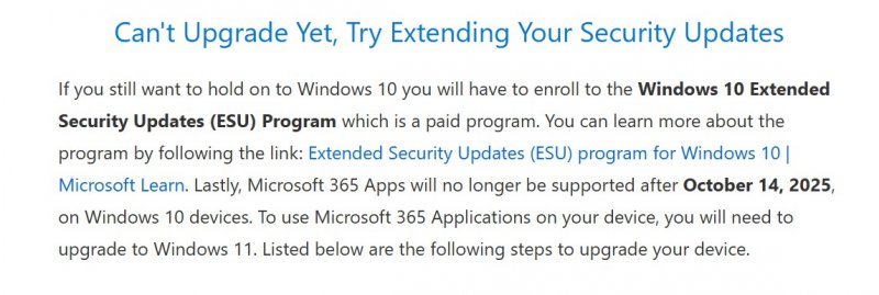 Dettaglio del post di Microsoft dove si parla esplicitamente della fine del supporto a Microsoft 365 su Windows 10