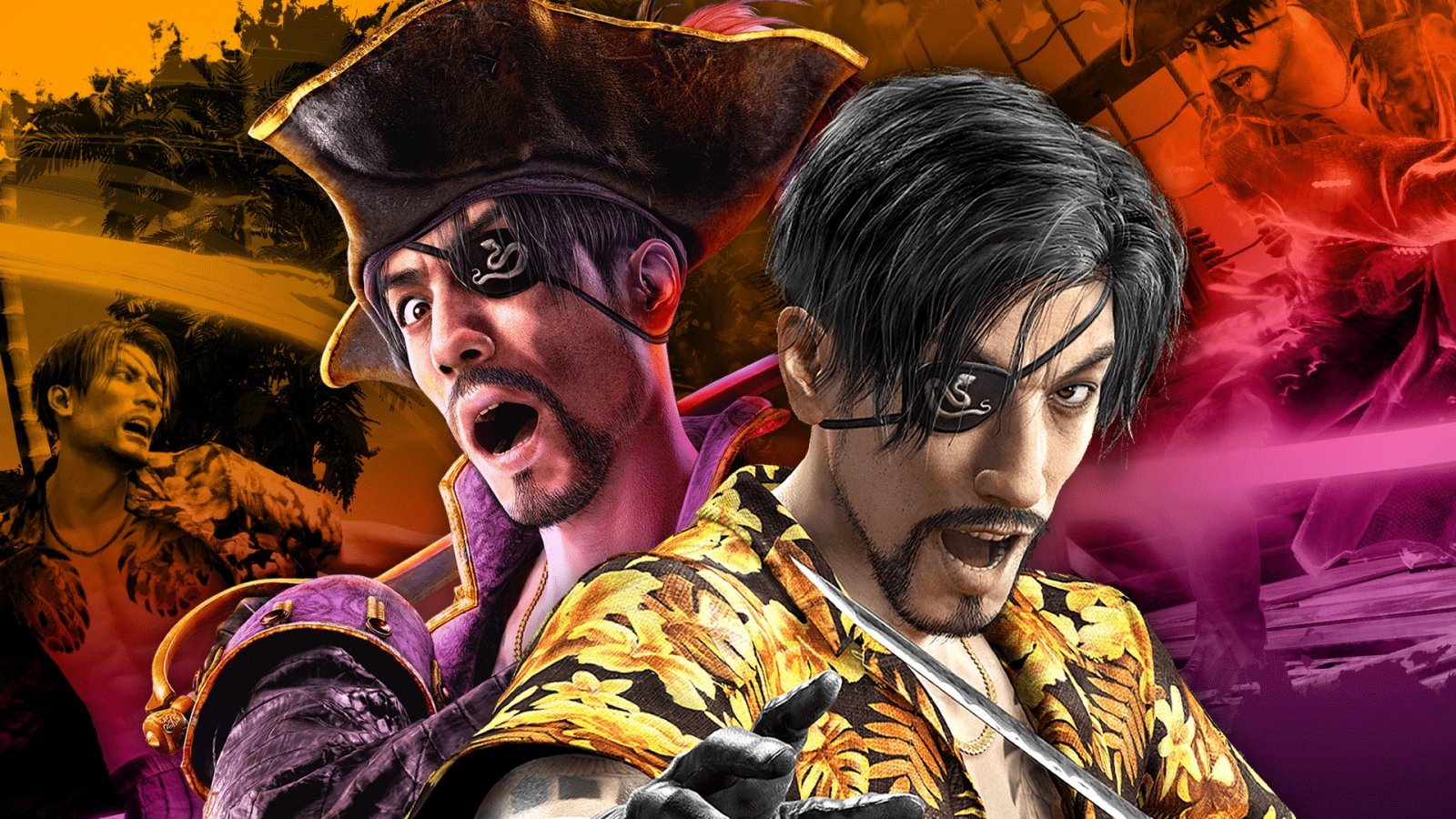 Due costumi di Goro Majima in Like a Dragon: Pirate Yakuza in Hawaii