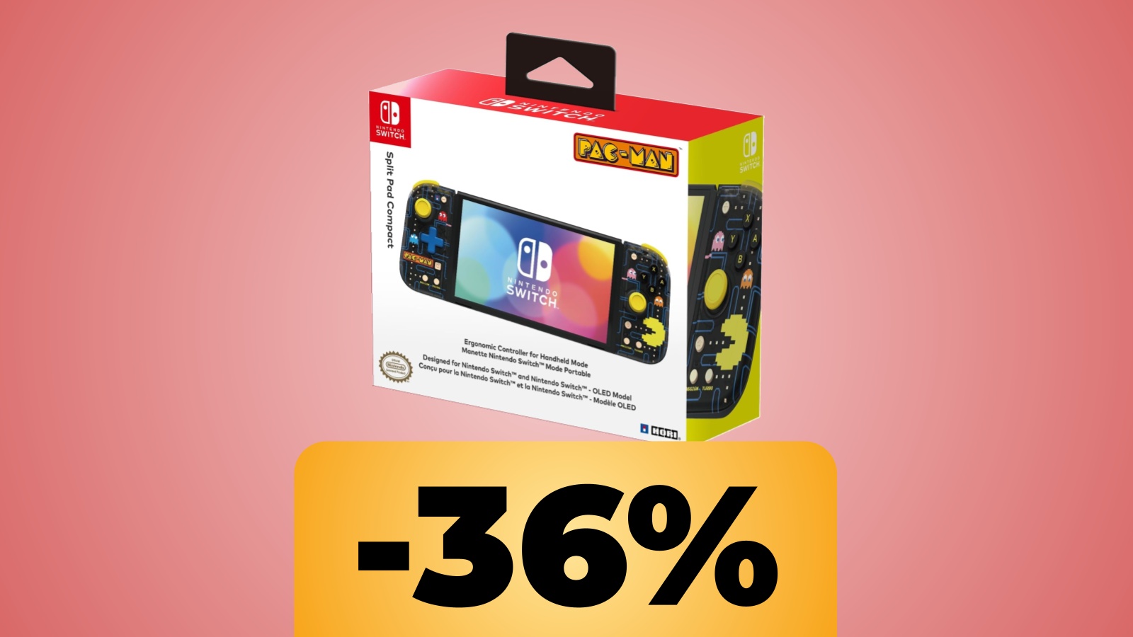 Hori Split Pad Compact a tema Pac-Man per Nintendo Switch e lo sconto di Amazon