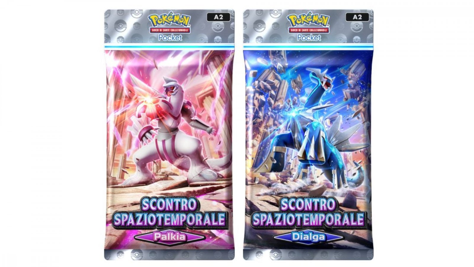 I pacchetti dell'espansione Scontro Spaziotemporale di GCC Pokémon Pocket