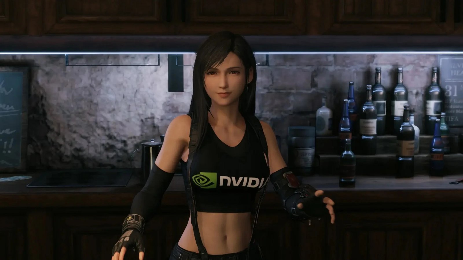 Tifa con la maglietta di NVIDIA