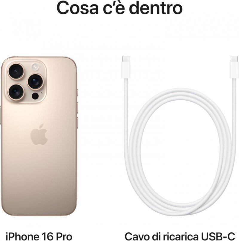 I contenuti della confezione dell'Apple iPhone 16 Pro I contenuti della confezione dell'Apple iPhone 16 Pro