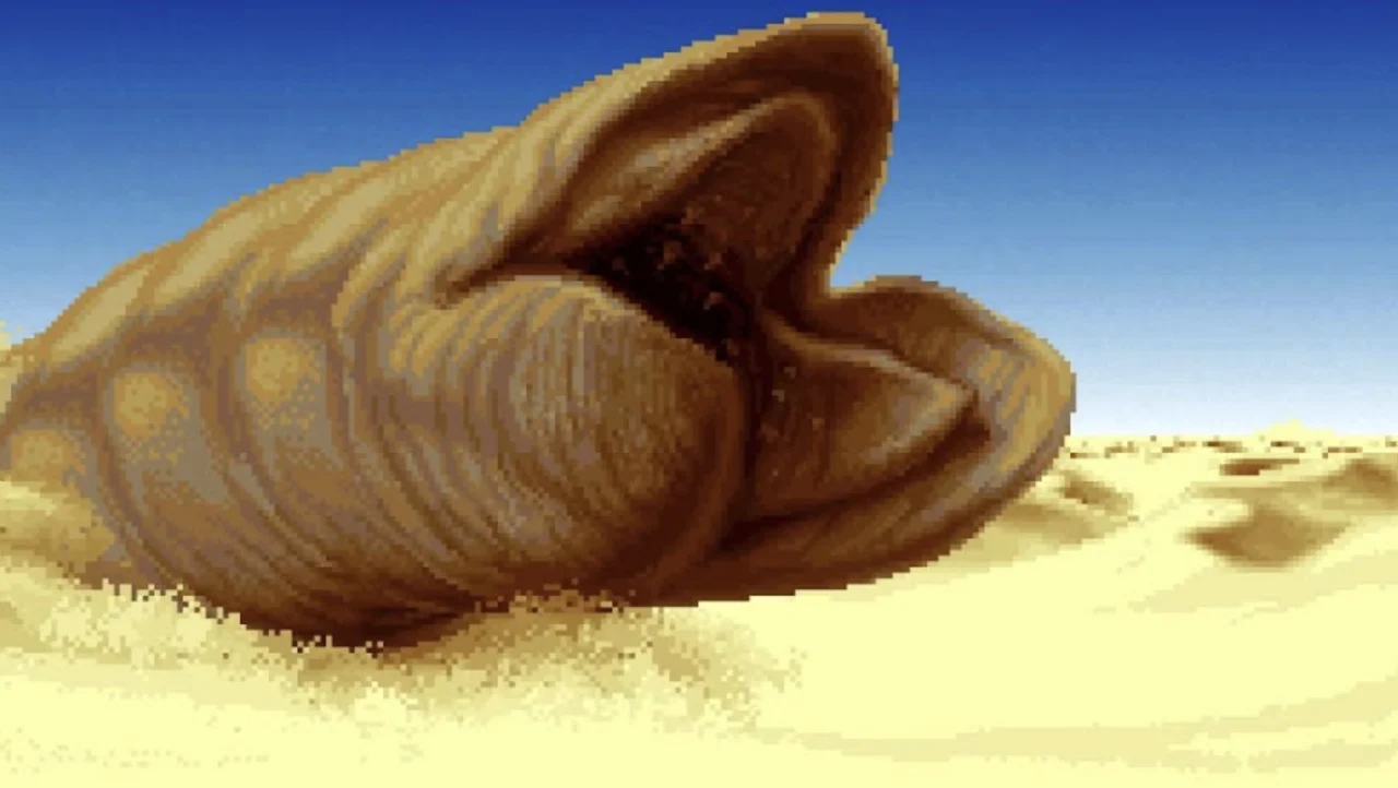 Uno dei vermi del gioco di Dune