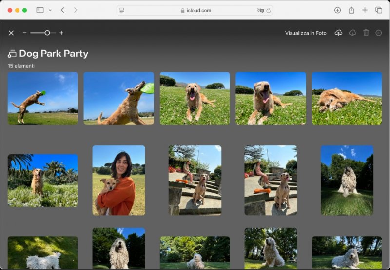 Un esempio di album condiviso su Apple Inviti