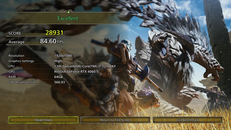 La schermata dei risultati del benchmark