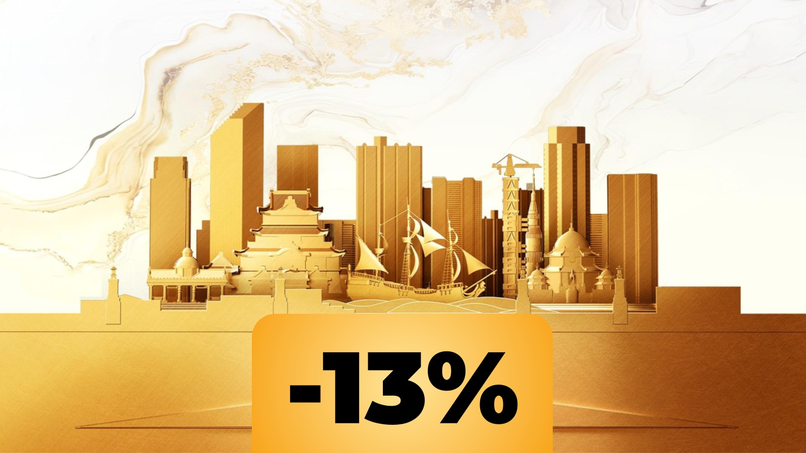 Una skyline di Sid Meier’s Civilization 7 e lo sconto