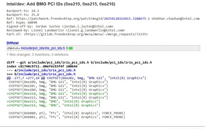 Le nuove ID PCI, marcate semplicemente come 'BMG'