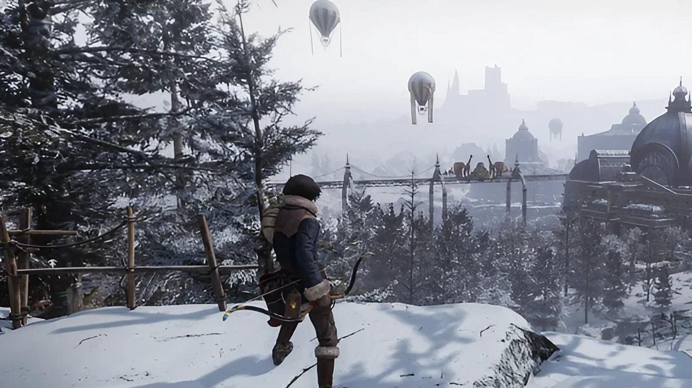 Il protagonsita di Lies of P Overture in una ambientazione innevata
