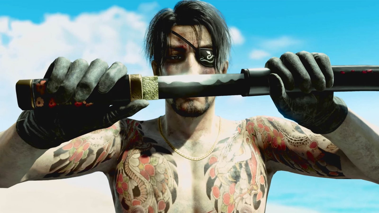 Majima estrae la lama in Like a Dragon: Pirate Yakuza in Hawaii