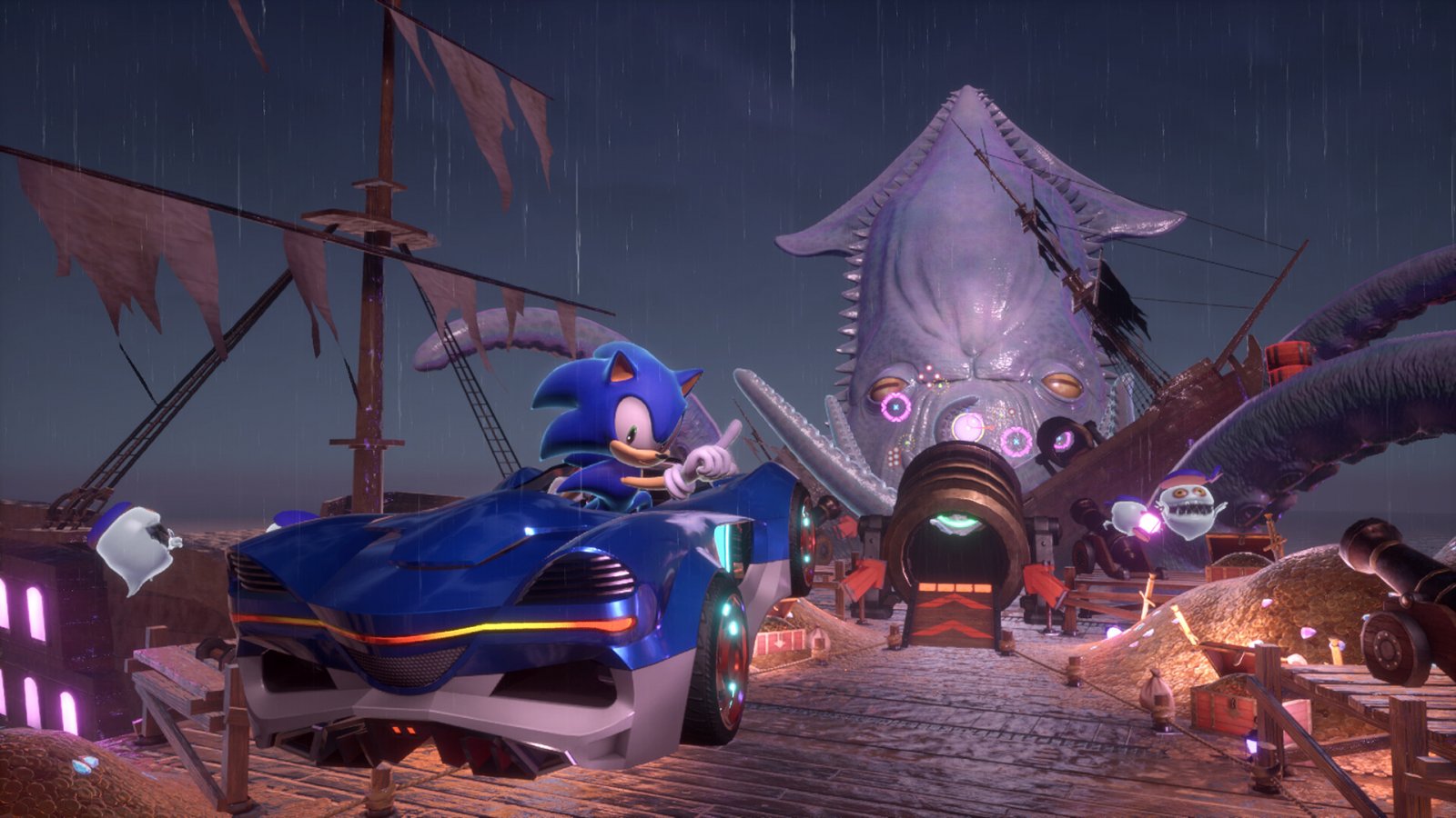 Sonic  mentre gareggia in Sonic Racing: CrossWorlds